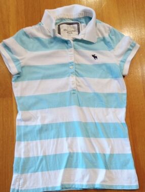 Y2K Abercrombie & Fitch Striped Quarter Button Down Juniors Top Large